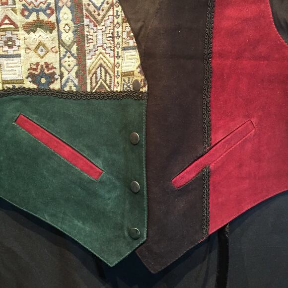 Katch Me Retro Cowboy NWT BoHo Vintage Western Suede Leather Vest M U - Picture 6 of 8